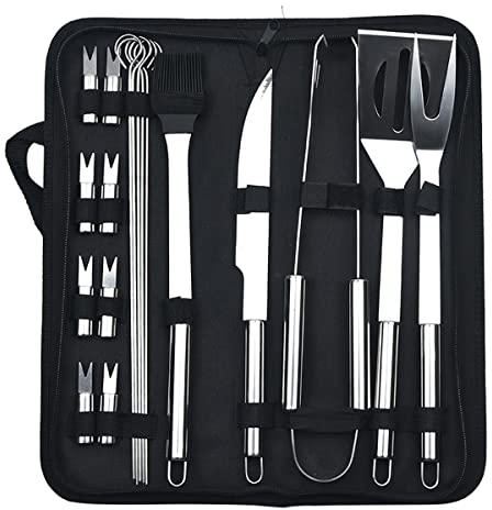 LJBOZ Grillbesteck Set Rostfrei, BBQ GrillzubehöR Set Grillbesteck, Professionelle Grillwerkzeug Set ZubehöR mit Aus Hochwertiger Edelstahl, BBQ Grill Set für MäNner
