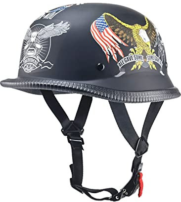 HZIH Jet Casco da Moto Aperto, Leggero Retro Portatile Mezzi Caschi retrò Casco Scodella,DOT Certificazione Caschi per Moto Ciclomotore Bobber Chopper Moto Casco Demi-Jet A,M=55-56cm