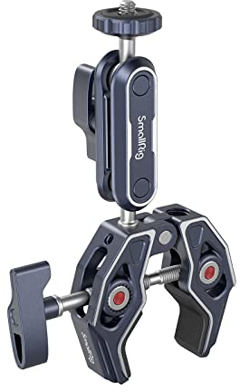 SMALLRIG Camera Mount Clamp, Ballhead Magic Arm with Clamp and Adapter for Gopro, Camera Monitor Mount with 1/4-20, 3/8-16 Threaded Holes, Super Clamp for Gopro/DSLR Camera/Stabilizer - 3757B