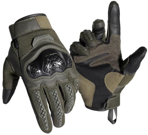 WTACTFUL Motorradhandschuhe Herren Damen, Touchscreen Motorrad Handschuhe Herr für Motorradrennen, Taktische Handschuhe, Mountainbike Radfahren, Motorradfahren, Motorcross, Fahrradhandschuhe Grün XL