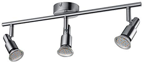 IMPTS Led Deckenstrahler 3 Flammig, Strahler Deckenleuchte Drehbar Wandspot | inkl. 3 x 3W GU10 LED Lampen, Mattes Nickel Deckenlampe für Küche, Wohnzimmer, Schlafzimmer (280LM, Warmweiß)