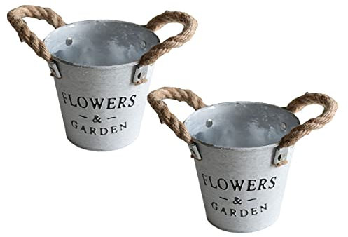 Cabilock Wohnkultur 1 Set Zinnblume Verzinkter Eimer Dekorationsbehälter X. Schäbige Töpfe Sukkulenten Eimer Mitte Sortierte Vase Garten Halter Mini Französisch Innen Blumen