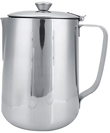 Edelstahl-Kaffeetasse, Milchaufschäumkrug, mit Deckel für Latte Art, 2000 Ml, Kunstbüro, Küche, 2000 Ml (2000 ml)