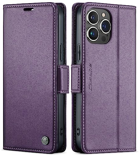 QLTYPRI Wallet Case for iPhone 14 Pro Max, Premium PU Leather Magnetic Flip Folio Case with RFID Blocking Card Slots Kickstand Shockproof Protective Phone Case Cover for iPhone 14 Pro Max – Purple