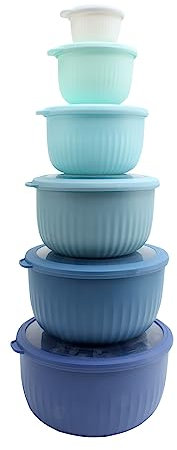 COOK WITH COLOR Prep Bowls with Lids- Wide and Deep Nesting Plastic Small Mixing Bowl Set with Lids, 12 Piece Set - Deep Bowls, Blue