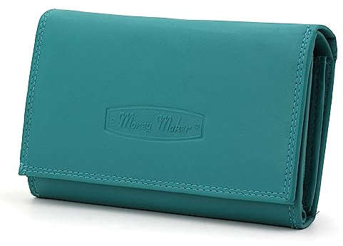ekavale Geldbörse Damen Leder mit RFID-Schutz 25 Fächer Damen Portemonnaie Lang (Türkis)