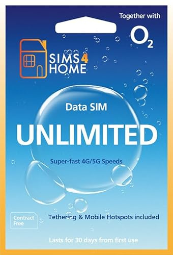 O2 Unlimited Data SIM Card UK – Preloaded Data SIM for Home Broadband Replacement, Routers & Mobile WiFi – No Contract, 30-Day Plan