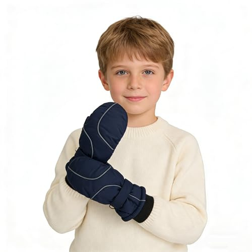 IBLUELOVER Skihandschuhe Junge Mädchen Winterhandschuhe Kinder Ski Fäustlinge Winddicht Wasserdicht Schneehandschuhe Outdoor Warme Fausthandschuhe Snowboarden Radfahren Laufen Handschuhe