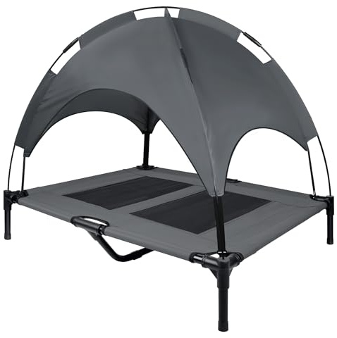 VA-Cerulean Haustierbett Hundeliege mit Dach Erhöhtes Hundebett Hundesofa Schlafplatz für große Hunde bis 50 kg Indoor und Outdoor Hundeliegeplatz(92x76x92cm, L)