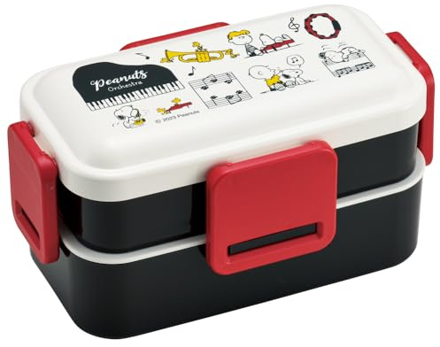 Skater PFLW4AG-A Snoopy Orchestra Boîte à lunch 600 ml, antibactérienne, moelleuse, couvercle bombé, 2 niveaux, pour femme, fabriquée au Japon
