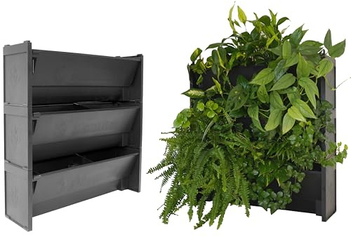 EVERTIA Vertikaler Garten, Blumentöpfe für natürliche vertikale Gärten im Innen- oder Außenbereich, Vertikaler Gemüsegarten, Halbautomatische Bewässerung, 60 x 60 cm (3 Töpfe)