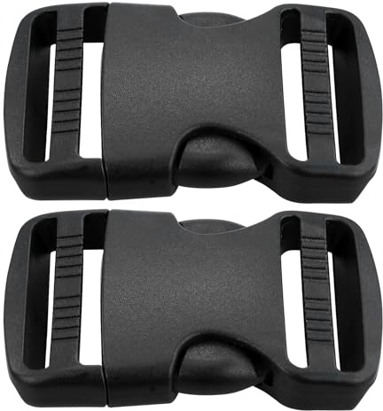 Set mit 2 Schnallen für 38 mm breites Gurtband, schwarz, doppelseitige Auslöseschnallen aus Kunststoff, Klickverschluss aus Kunststoff, Ersatzschnalle, Clipverschlüsse für Rucksack, Schwarz , 38mm