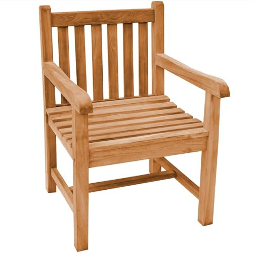 Teako Design Gartensessel Teakholz Piceno Massivholz Wetterfest, 61 x 67 x 92 cm, für den Außenbereich, mit Armlehnen, ganzjähriger Einsatz, Wetterbeständig