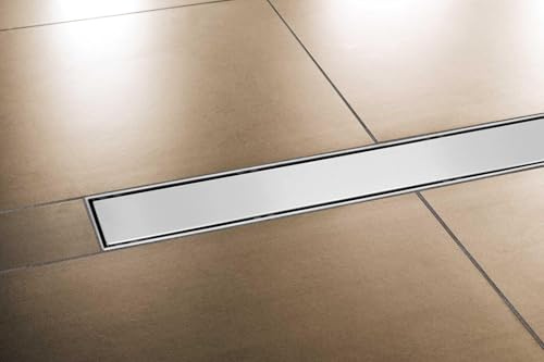 ProfiDrain Edelstahl Duschrinne extra flach mit Ablaufgarnitur (80cm, Höhe 53mm) - waagerechter Duschablauf Komplettset Vollabdeckung - Duschabfluss & Duschablaufrinne mit passender Dichtmanschette