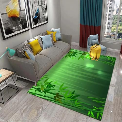 XINRUYI 3D Grüner Bambus Wald Bambusteppich Wohnzimmer Schlafzimmer Küche Badezimmer rutschfeste Matte Dekoration