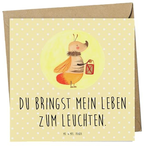 Mr. & Mrs. Panda Grußkarte Glühwürmchen - Geschenk, Jahrestag, doppelkarte, Leuchten, Liebe, Klappkarte, Lieblingsmensch, Liebesspruch, Lustige Sprüche, Glückwunschkarte, anlasskarte, faltkarte