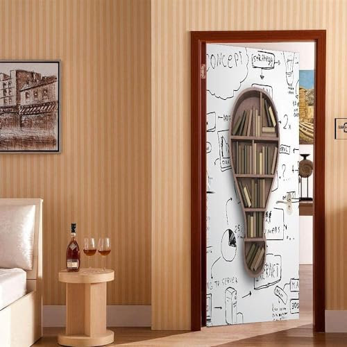 3D Kreative Türaufkleber Einfachheit Fenster Abstraktes Bücherregal, Bücherregal, Bücher 95 X 215 Cm Türtapete Selbstklebend Türposter - Fototapete 3D Effekt Türfolie Poster Tapete Wandtat -6B6E5M0S5W