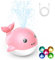 PHNIXGAM Upgraded Rechargeable Baby Bath Toy with Easy Charging, LED Light Up Whale Bath Toy Sprinkler Bathtub Pool Water Fountain Toy for Infant Toddlers Kids (Pink)