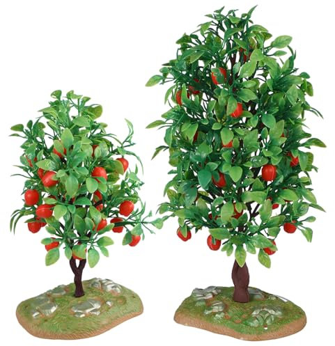 PRETYZOOM 2pièces Faux Pommiers Artificiels Mini-Arbres Fruitiers Décorations De Paysage Ferroviaire Accessoires pour Trains Miniatures Diorama Ornements De Plantes