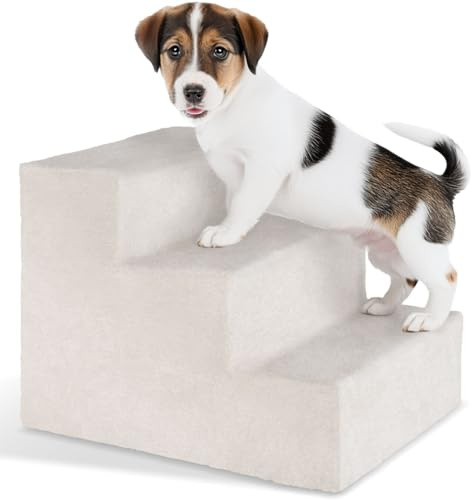 tectake® Scala per Animali Domestici, Stabile e Leggera, Rivestimento in Peluche Antiscivolo, Adatta a Cani e Gatti di Tutte le Taglie, Materiali Robusti, 37 x 45 x 34,5 cm - Sabbia