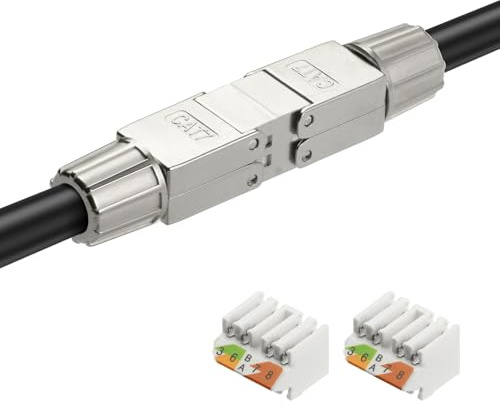 AXFEE 1 Stück RJ45 Stecker Werkzeuglos für Verlegekabel Cat7 Cat6A, Silber | Netzwerkstecker auf Schneidklemme, Lan Stecker für verlegekabel, LSA Vollgeschirmt 10 Gbps, für Netzwerkkabel -CAT7 Cat6A