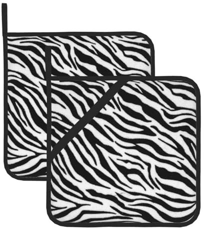 Pot Holder Set of 2,Black And White Zebra Stripe Heat Resistant Kitchen Potholders Hot Pad for Cooking,Baking and Barbecue