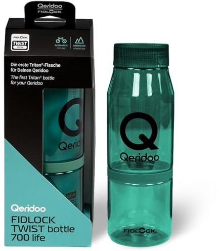 Qeridoo Fidlock Twist Bottle 700 Life Green | Fahrrad Trinkflasche 700 ml | Aus Tritan® | Magnet-Halterung mit Belt only Technologie | Kompatibel mit allen Twist Bases | robust