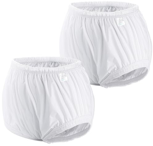 Carer 2 Stück Inkontinenz-Auslaufsichere Unterwäsche für Erwachsene Plastik-Windelhülle Waschbare Wiederverwendbare Wasserdichte Inkontinenzunterwäsche Unisex Weiß Größe L
