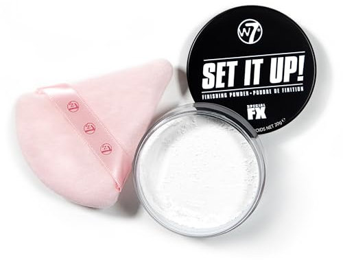 W7 Set It Up! Loose Setting Powder & Precision Puff – Translucent, Feather-Light Finishing Powder & Soft Puff for a Flawless, Matte Finish – Easy, Mess-Free Application for Every Makeup Lover!