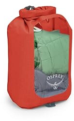 Osprey 12L Waterproof Dry Sack with Window, Orange | outdoor accessory, rain cover, dry bag, packing organizer, waterproof storage, Orange color