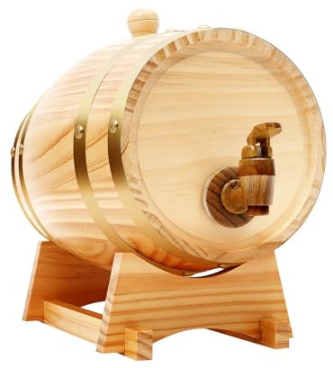 Botte di vino da 3 litri in legno con tappo e rubinetto, botte per whisky, birra, vino