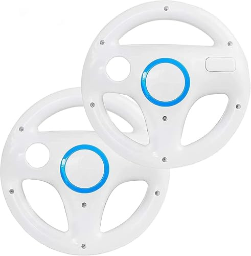 DOYO 2er Set Wii Lenkrad, Mario Kart Kompatibel mit Nintendo Wii/Wii U, Weißes Gaming Lenkrad für Wii Remote Controller, Rennspiel-Zubehör für Kinder & Erwachsene