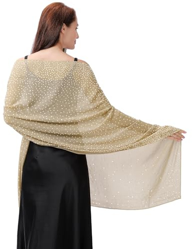Ladiery Schal und Wraps für Abendkleider, Weicher Schiere Chiffon Funkelnden Strass Hochzeitschal formelle Schal Wraps für Frauen