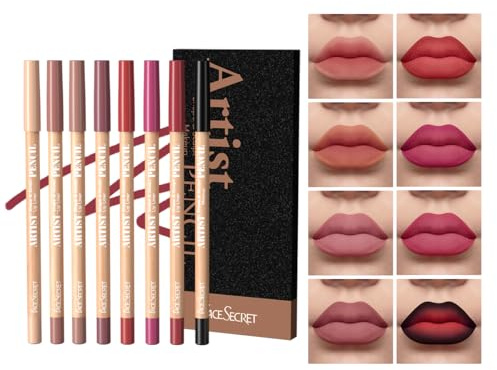 Juego de 8 delineadores de labios mate color nude, resistentes al agua y de larga duración, a prueba de manchas (# 04)