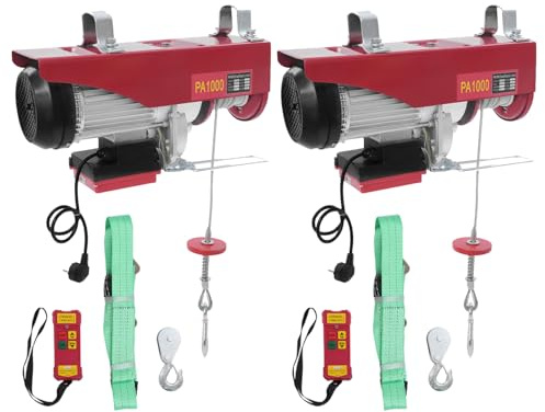 Fridgestea 2er-Set Elektrische Seilwinde 1000kg mit Funkfernbedienung, 1800W Motorwinde, 12m Stahlseil, 10m/min Hubgeschwindigkeit, inkl. 2x Gurte & 2x Fernbedienungen