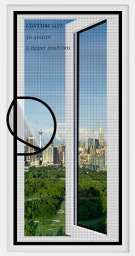 Custom Size Fly Screen for Window,Self-Adhesive Mosquito Netting Insect Mesh Curtain Bugs Bee Protector Screens,Cats Protection Net with Zipper