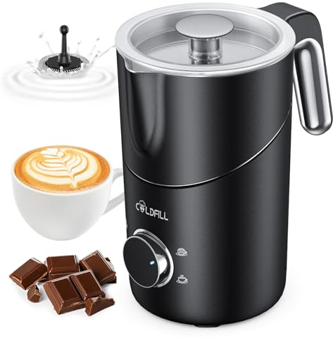 COLDFILL 8-in-1 Milk Frother, 400ml Large Capacity & Detachable Milk Frother and Steamer, Coffee Frothers with Heating Function, Electric Automatic Hot & Cold Foam Milk Steamer, Quiet,Dishwasher Safe