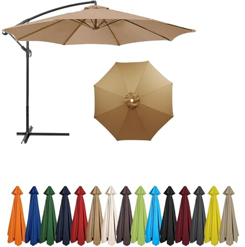 2m - 4m UPF 50+ Replacement Parasol Canopy Cover, 6-8 Arms Garden Accessories (Brown A, 8 Ribs: 2m/6.5ft)