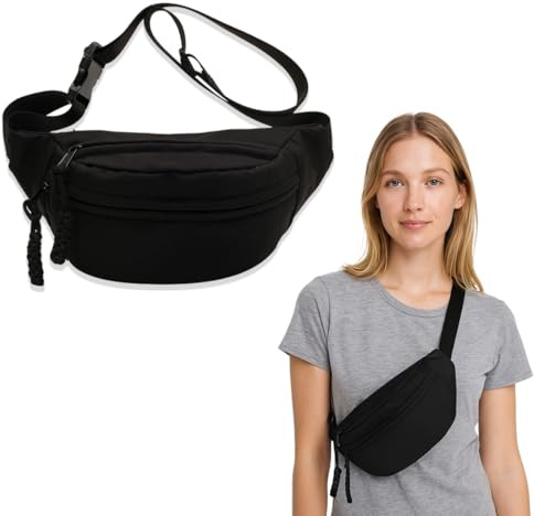KEWUF 1 Pcs bauchtasche damen, Bauchtasche Cord Damen Umhängetasche Cords mit Schultergurt Einstellbar Modische Cord-Hüfttasche Freizeit Sport Hüfttaschen Crossbody Bag für Damen, Herren（Schwarz）
