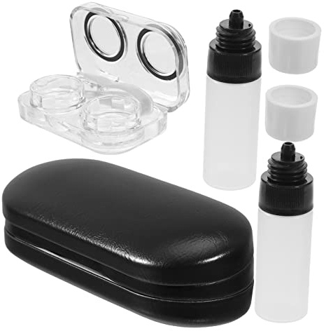 ERINGOGO Dual-Purpose Slim Case and Portable Glasses Organizer Set Black Travel and Home Glasses Container Two-Layer Storage for Sunglasses and