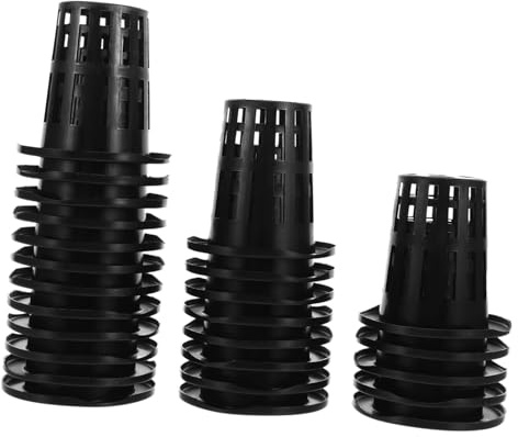 UPKOCH Cestas De Plantación Hidropónica Negras 50 Piezas (70 Mm De Altura) para Cultivo Hidropónico Balcones y Viveros, Macetas De Malla Reutilizables De Plástico Ranuras para Estimular Raíces