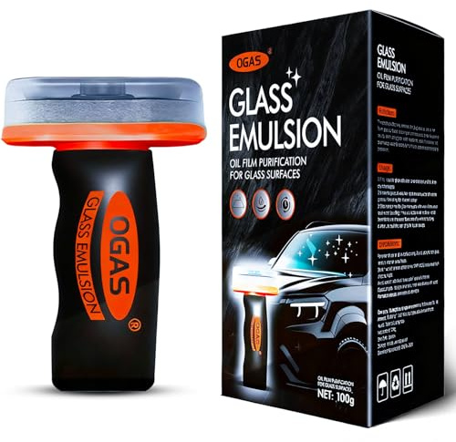 Glass Emulsion Cleaner Oil Film Cleaning Brush, Car Windshield Cleaner Tool for Automotive Windshield/Window/Mirror Cleaning, Clearvision Improve Driving Visibility(100ml Emulsion + Brush Board)
