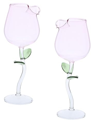 ELAYARD 2 Piezas Copas de Cóctel Elegantes con Diseño de Rosa de Goblets de Cristal Resistente para Bodas Fiestas y Celebraciones Románticas