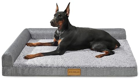 Jolibean Letto ortopedico XL per cani di grandi dimensioni 122 x 76 cm, impermeabile L Bolster grande divano letto per animali domestici con copertura rimovibile lavabile, morbido e confortevole