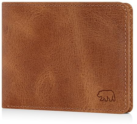 BROWN BEAR Geldbörse Herren Leder mit Münzfach & RFID-Schutz Braun Cognac