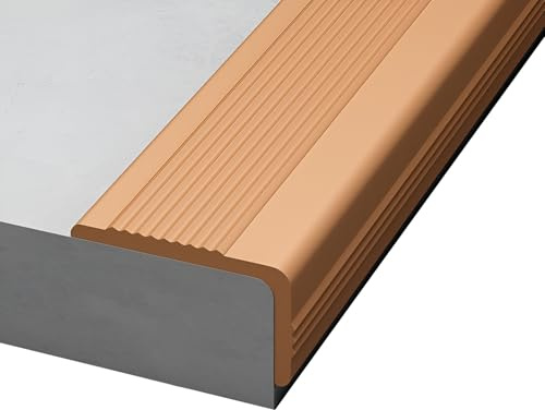 Profilo angolare per gradini in PVC autoadesivo da 100 cm, profilo per bordi scale a L antiscivolo e impermeabile per interni ed esterni(Brown,6x2.5x100cm)
