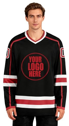Personalisiertes Eishockey Trikot – Individuell bedruckbar mit Namen, Nummer & Teamname,Langärmliges Sport-Jersey,5 Farben,Familie, Herren, Damen,Atmungsaktives & strapazierfähiges Spielertrikot