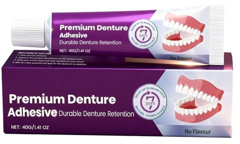 Thermoplastic Denture Adhesive Cream - Long Lasting Super Hold for Dentures, Waterproof Formula for Upper, Lower & Partials, 40g Net Weight