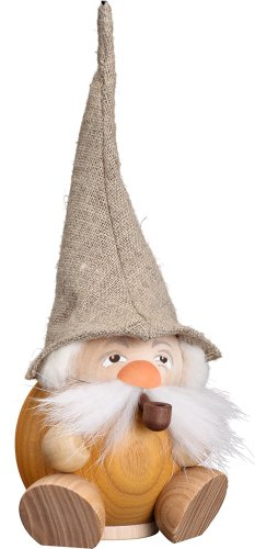 German incense smoker forest dwarf sand yellow , height 19 cm / 8 inch, original Erzgebirge by Seiffener Volkskunst SV 19032 by Rudolphs Schatzkiste
