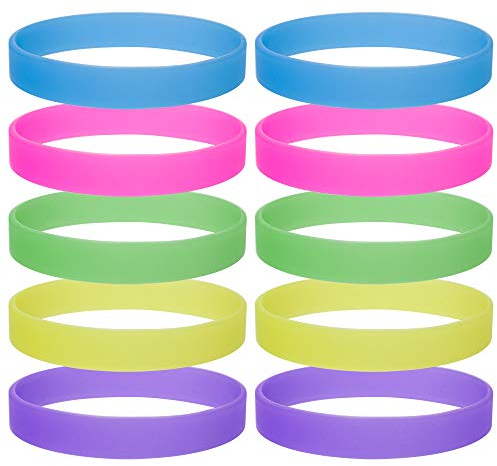 GOGO 10 Pezzi Braccialetti Silicone Luminosi Personalizzabili, Gomma Colorati, Che Si Illuminano - Accessori per Feste